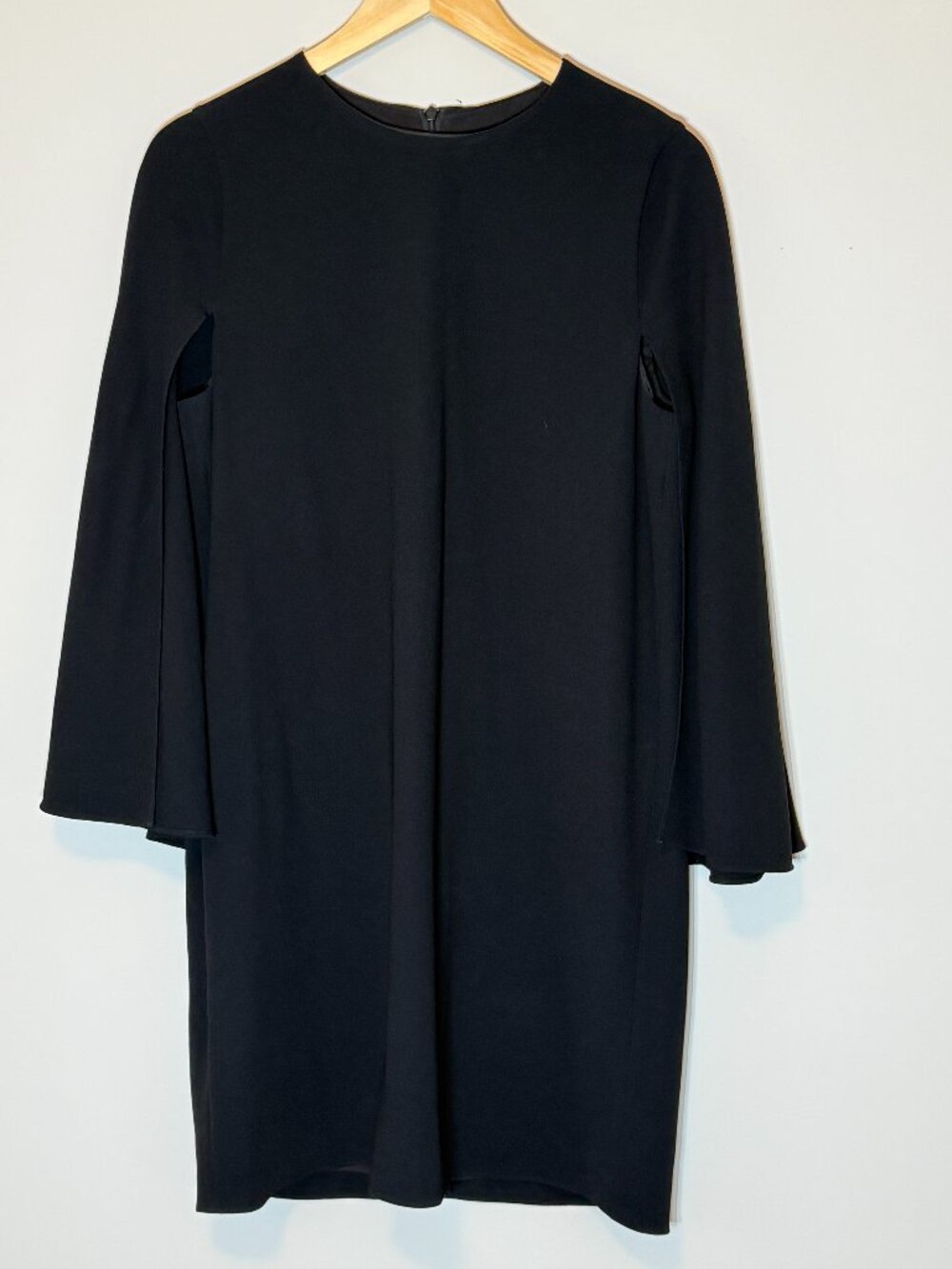 Tibi Black Cape Overlay Shift Dress Size 8 Sleeveless
